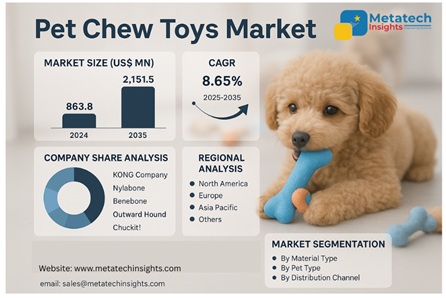Global Pet Chew Toys Market to Hit USD 2,151.5 Mn by 2035 | CAGR 8.65% 