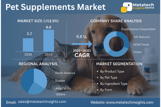 Global Pet Supplements Market to Hit USD 6.6 Bn by 2035 | CAGR 6.8%
