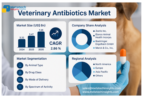 Global Veterinary Antibiotics Market to Hit USD 7.25 Mn by 2035 | CAGR 2.86%